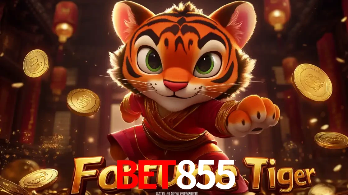 O carismático mascote do jogo de slot Fortune Tiger, um tigre fofo em pose de artes marciais, pronto para trazer sorte e multiplicadores de ganhos no cassino online BET855.